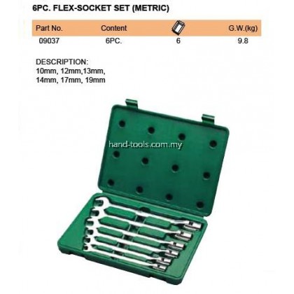 Sata 09037 FLEX-SOCKET SET (METRIC), 6PC